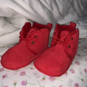Red UGG baby booties